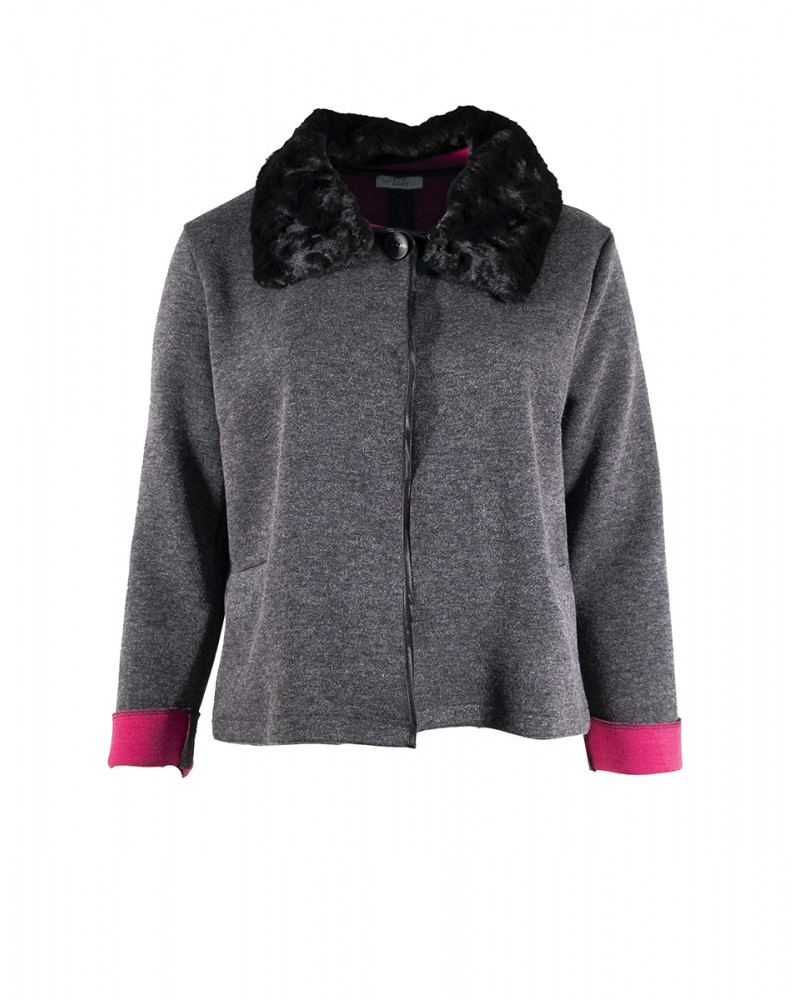 GIACCA BICOLORE COLLO PELLICCIA