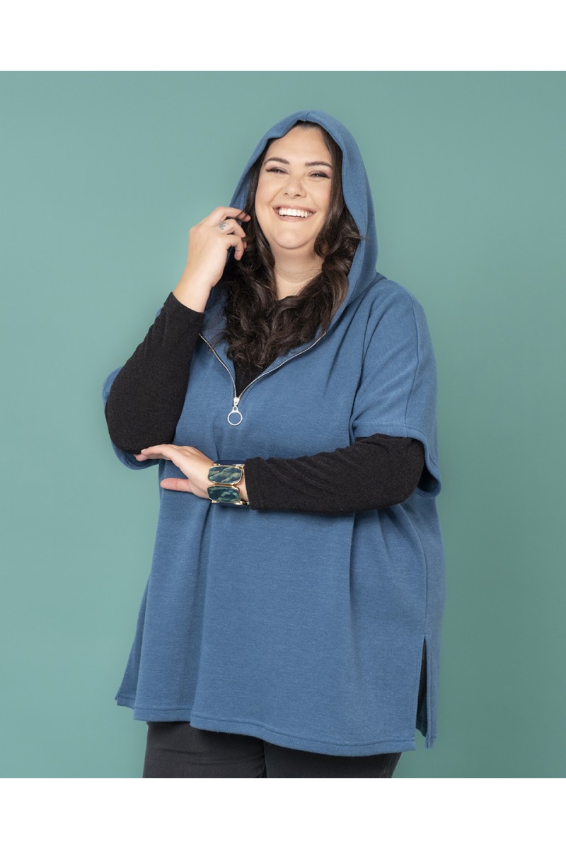 PONCHO CAPPUCCIO E ZIP